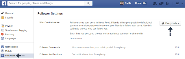 enable facebook follower