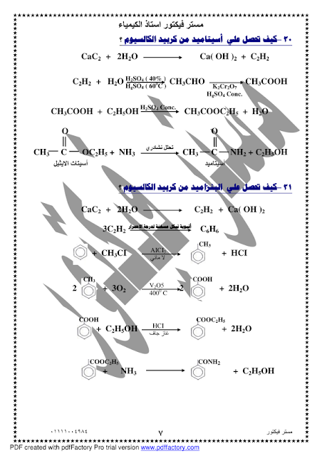 مراجعة تحويلات الكيمياء العضوية الثانوية العامة 