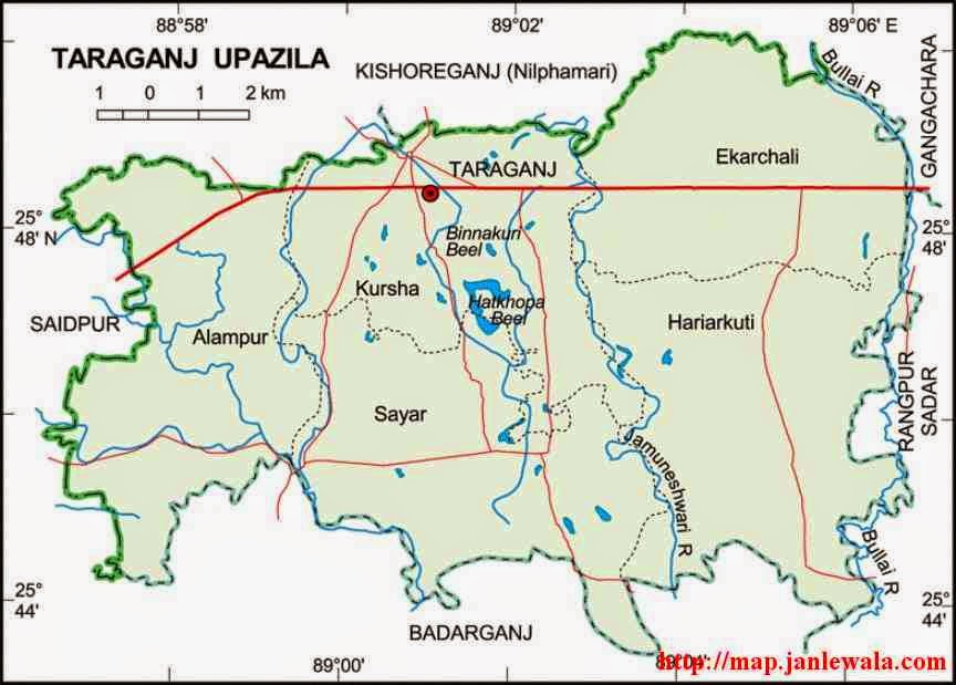 taraganj upazila map of bangladesh