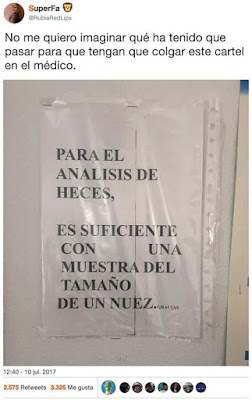   Para el análisis de heces, es suficiente con una muestra del tamaño de una nuez