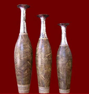 Antique flower vase of copper