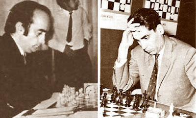 Los ajedrecistas Augusto Menvielle Lacourrelle y Eduardo Pérez Gosalbes en 1960