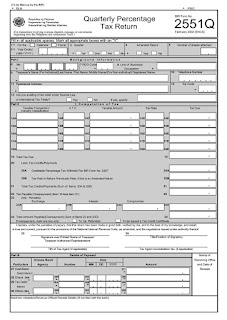 BIR Form 2551Q, Quarterly Percentage Tax Return