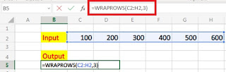 Use of Excel WRAPCOLS and WRAPROWS Formula in Hindi