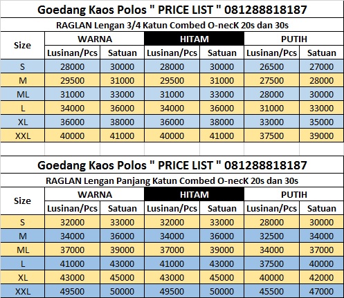 Grosir dan Satuan Kaos Polos Jakarta Depok 081288818187 