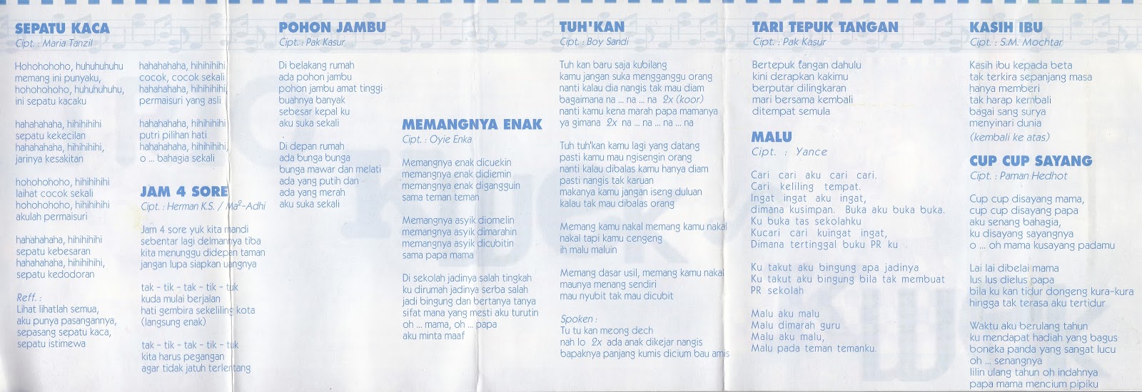 Sampul Kaset Album Lagu Anak Indonesia Jaman Dulu: Trio 