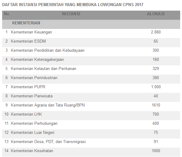 Resmi 61 Instansi Pemerintah Buka 17.928 Lowongan CPNS 