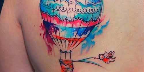 tattoo de balão aquarela