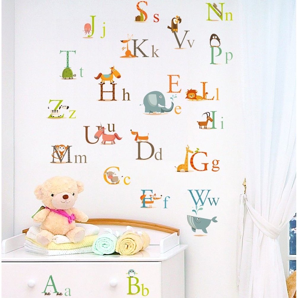 wall decor ideas for baby nursery Animal Alphabet Wall Decals | 1005 x 1005