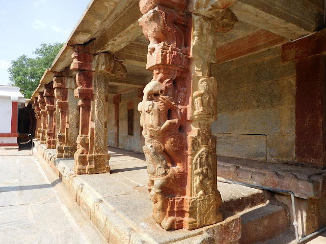 Yali (gaja-vyala) protectors carved on the inner boundary wall of the Bhoga Nandeeshwara Temple, Karnataka