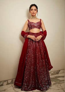 Tamannah Bhatia In Red Ghagra At Akash Ambani Wedding