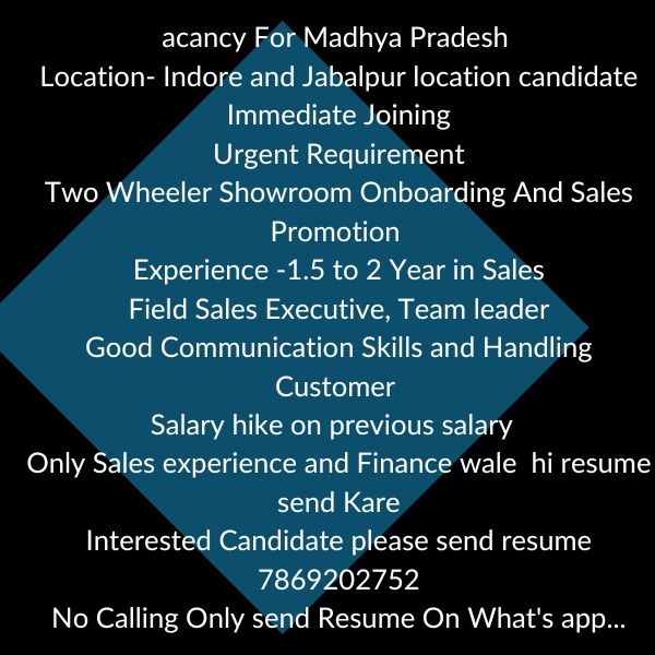 Vcancy For Madhya Pradesh 