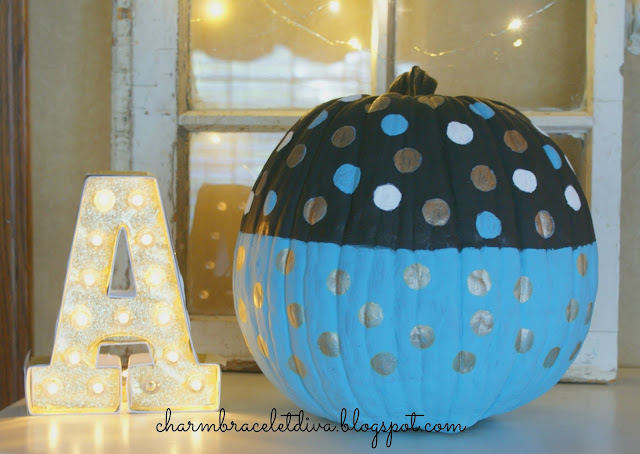 painted polka dot faux pumpkins