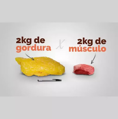 comparação entre o tamanho de 2kg de músculo e 2kg de gordura