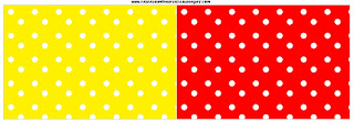 Red, Yellow and Withe Polka Dots Free Printable  Labels.