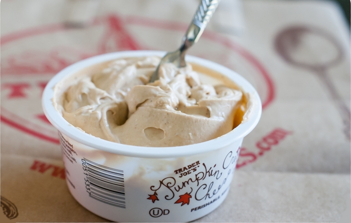 Trader Joe's Pumpkin Cream Cheese Spread open tub