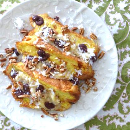 Chocolate Chip, Banana and Coconut French Toast