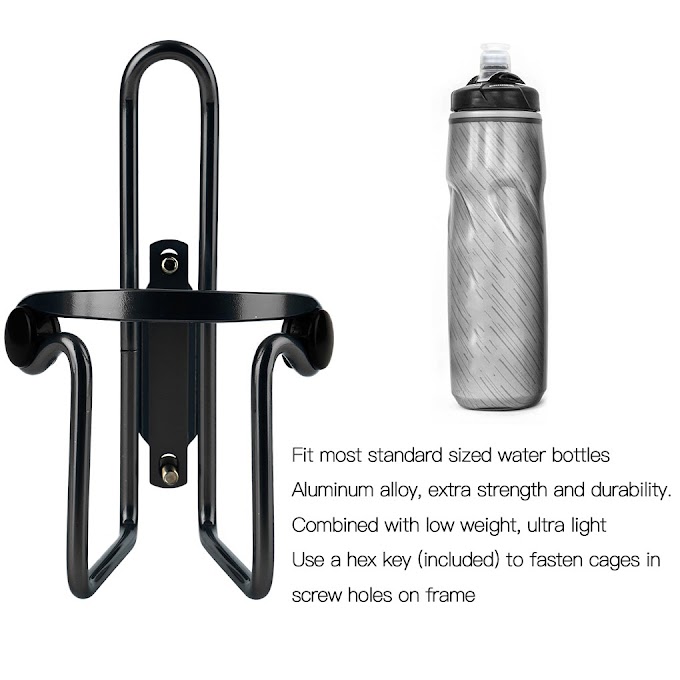 Mountain Bike Water Bottle Holder Cycling Drink Bottle Aluminum Alloy Bracket Mount Cage, Black