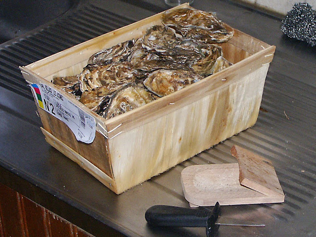 Oysters from the Atlantic coast in a poplar wood box, France. Photo by Loire Valley Time Travel.