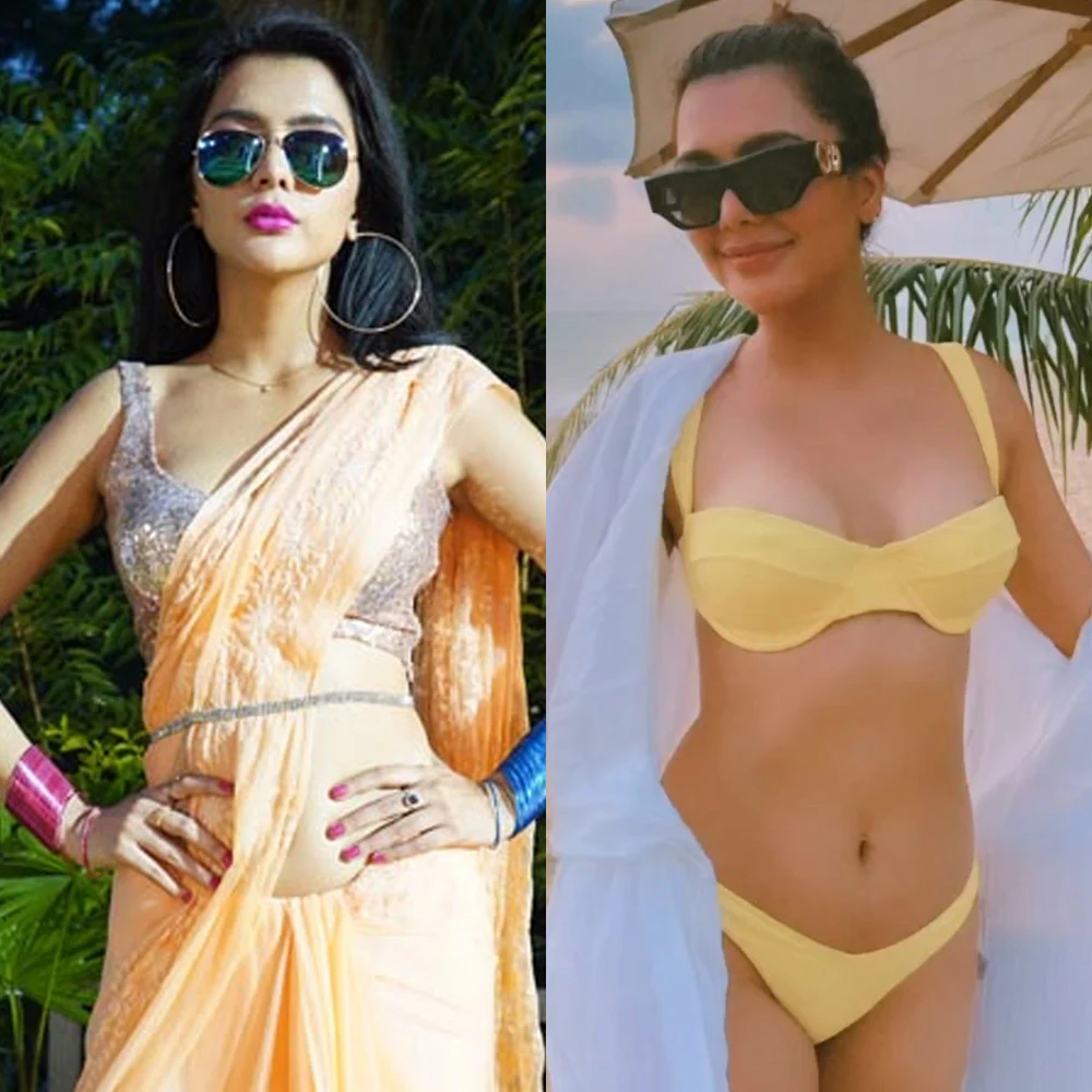 Ruhi Singh saree vs bikini hot actress