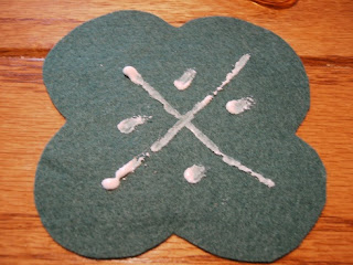 Pink Calico: Green Felt, Glued