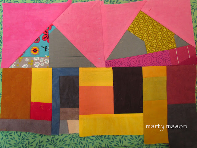 improv to the houses.....a quilt block by  marty mason 