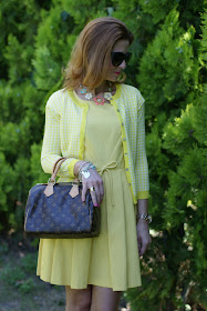 yellow bon ton dress, LV Speedy 25, Tiffany bracelets, Fashion and Cookies