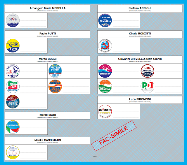 Fac-simile scheda elezioni Genova 2017