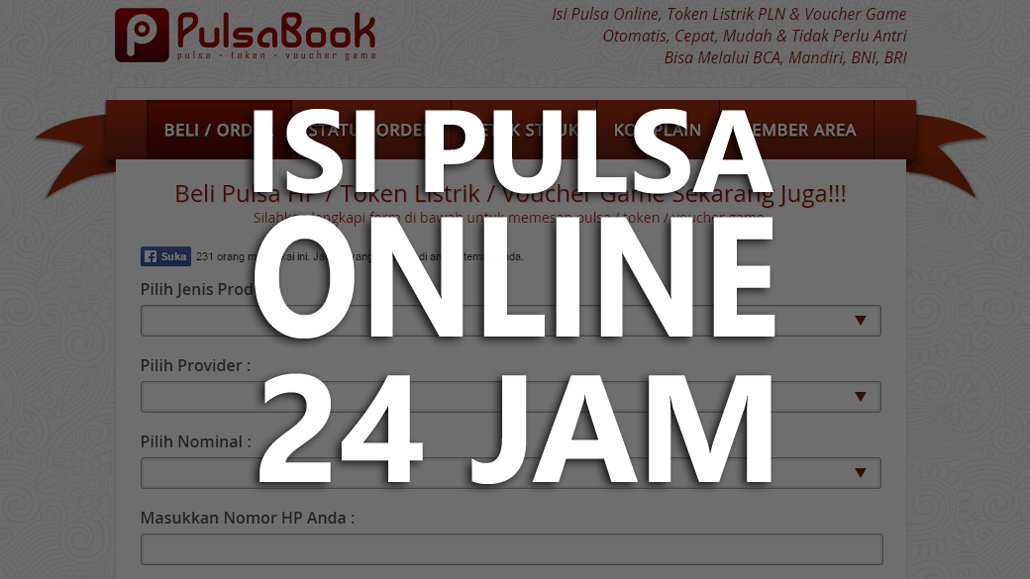 Beli Pulsa Dan Token Listrik Online Murah 24 Jam