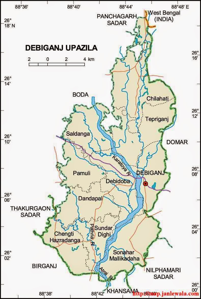 debiganj upazila map of bangladesh