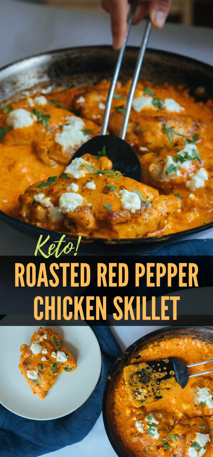 Keto Chicken Thighs | Roasted Red Pepper Sauce! #OnSkillet #Ketogenic