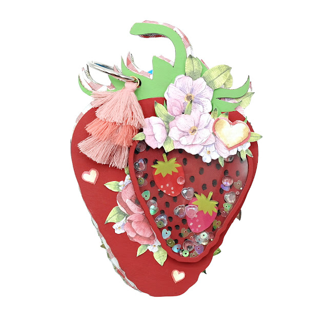 Painted Strawberry Shaped Mini Album with Strawberry Shaker Embellishment