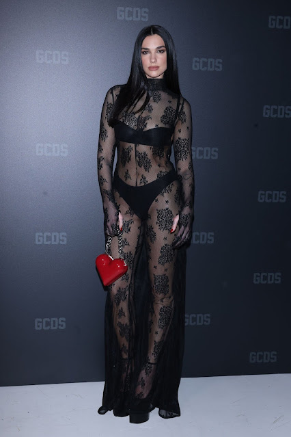 Dua Lipa see-through dress at the GCDS Fashion Show in Milan