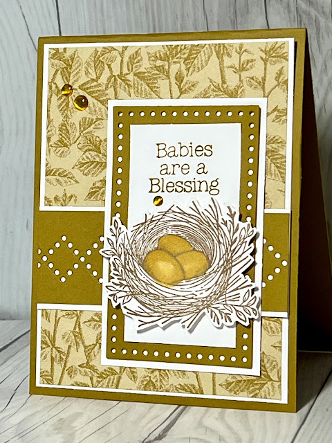 Baby card using Stampin' Up! Everyday Details Stamp Set and Dies