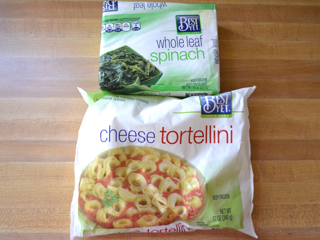 frozen tortellini and spinach