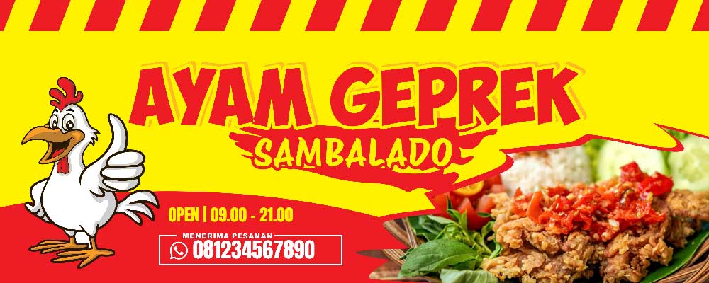 desain spanduk ayam geprek