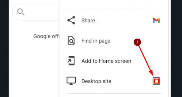 centang opsi desktop site di pengaturan browser