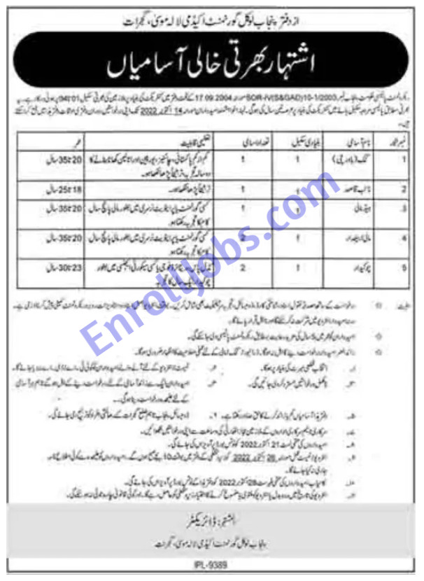 Local Government Jobs 2022 Punjab  - Punjab Local Government Academy Office download online form