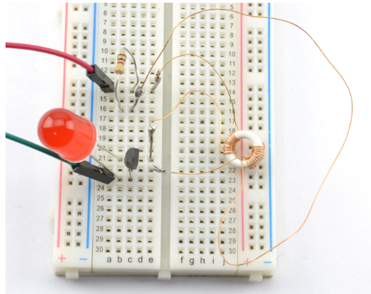 A Joule Thief on a Breadboard