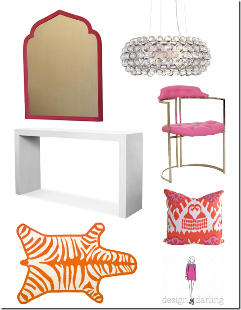 preppy orange pink foyer design darling