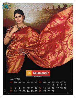 Model posing in red silk saree