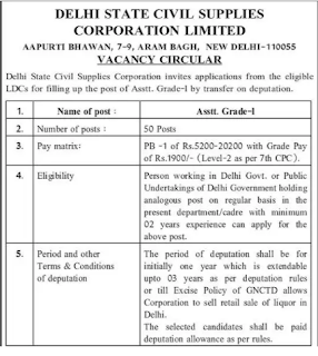 delhi state civil supplies corporation ltd recruitment 2023
