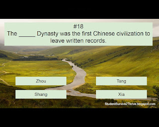 The _____ Dynasty was the first Chinese civilization to leave written records. Answer choices include: Zhou, Tang, Shang, Xia