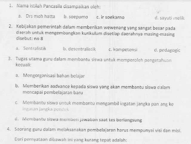 Soal UKG Kompetensi Kepribadian dan Sosial