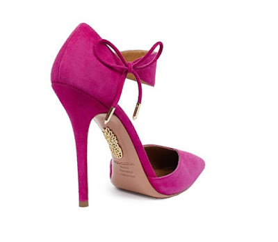 Aquazzura Pink high heel suede pumps with small bow