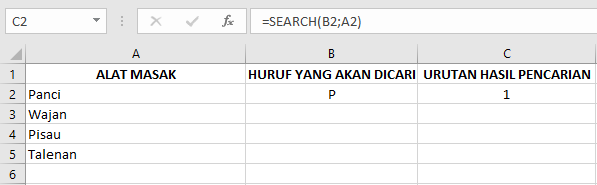 Tutorial Memasukkan Rumus Fungsi “SEARCH” Excel dan Contohnya