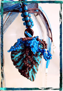 New Leaf Pendant by Karen Williams, polymer clay leaf by Jeannie Dukic