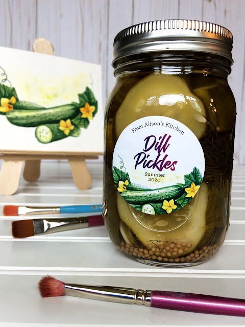 Custom Watercolor Pickle canning jar labels