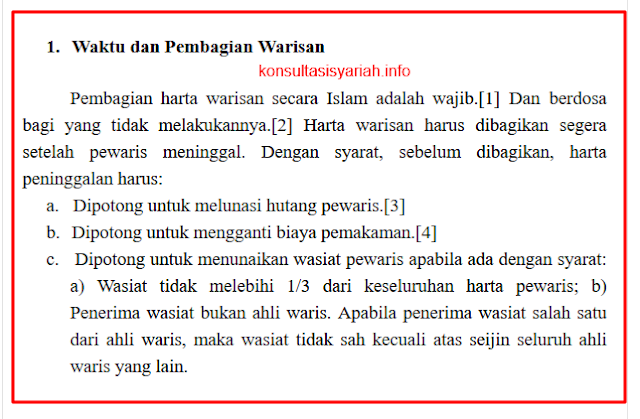 Waktu Pembagian Warisan