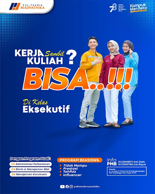 Dapatkan Beasiswa Kuliah di Politeknik Madyathika Purbalingga